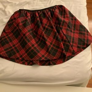 Red and black checkered skirt